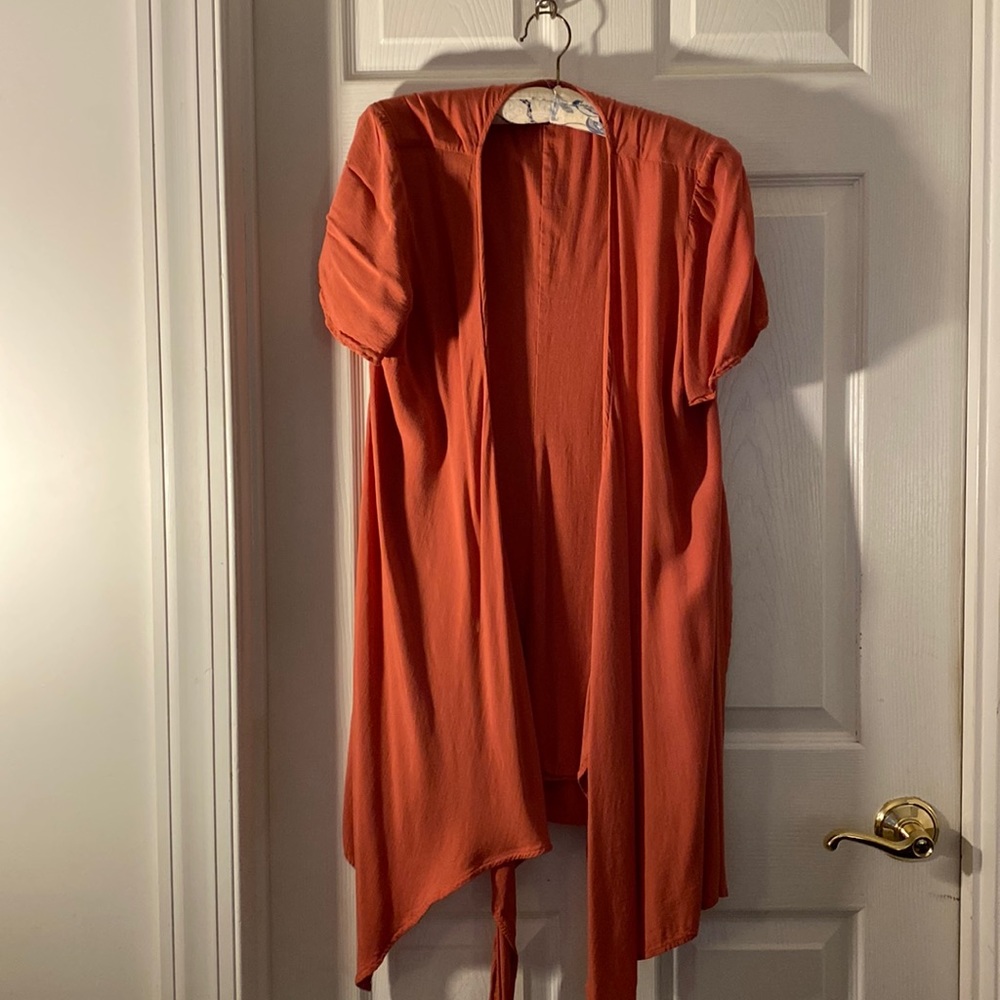 Pale terra-cotta colored shirt to throw over tang tops for work where ever 🥰